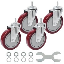 Swivel Caster Wheels 5 Inch Threaded Stem Casters Set of 4 Heavy Duty 1/2"-13 X