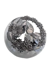 Vintage Frogs On Lily pads Rawcliffe Pewter 1989 Round Trinket Potpourri Jar