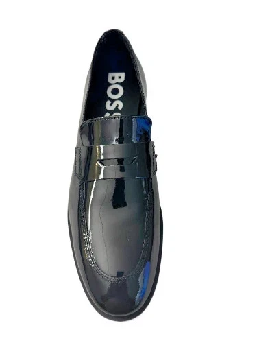 NOVO Hugo Boss Colby Couro Patente Preto Smoking Sapatos Mocassim Formal 10 M RARO - Imagem 3 de 4
