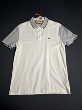 Men  s Lacoste Slim Fit Polo White Gray Large