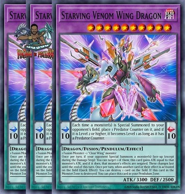 Yugioh! 3x Starving Venom Wing Dragon BLZD-EN031 Super Rare 1st Ed NM