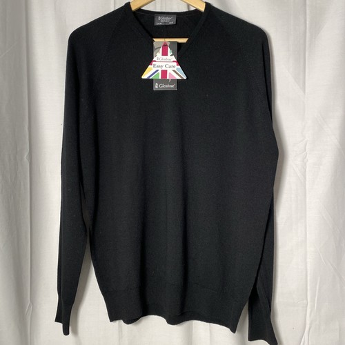 Glenbrae Merino Spirol V Neck Wool Seamless Golf Jumper Sweater Black Medium - Bild 1 von 4