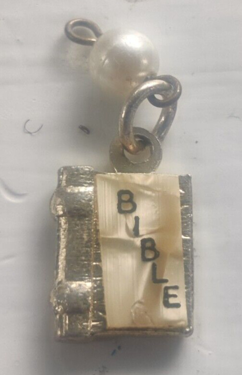 Charm bible with mother of pearl and faux pearl