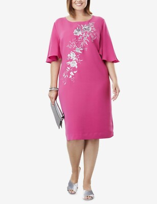 sachin and babi light blue dress Resort Views Floral Embroidered Midi Dress Curves 1XL / Black