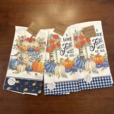 3 New Kay Dee Designs Dual Purpose Tea Towels Terry Cloth On Reverse.Fall Themed