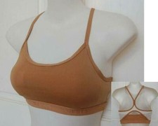 Padded Sports Gym bra crop top Yoga Dance Fitness Womens Skin Tan S M L XL XXL