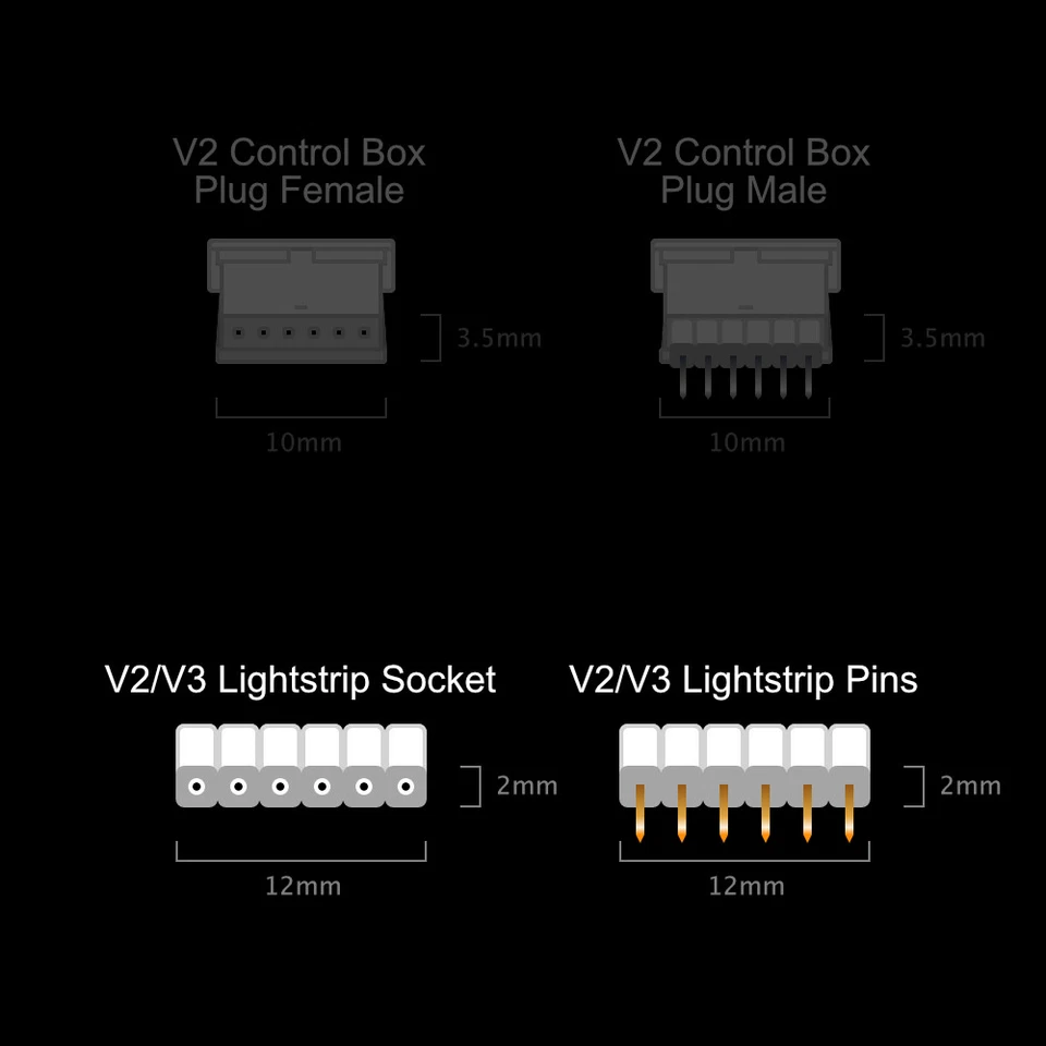 V3 WHITE Pin & Socket Strips | for Philips Hue Lightstrip Plus V3 | 6 Pin - Image 3 of 4