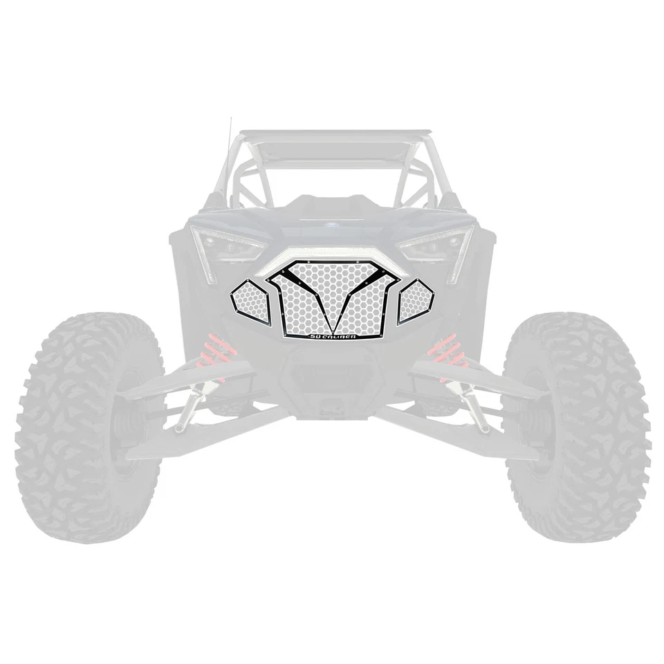 3 Piece CNC Laser Cut Steel Front Grille Polaris RZR PRO R Turbo White / Black - Image 4 of 4