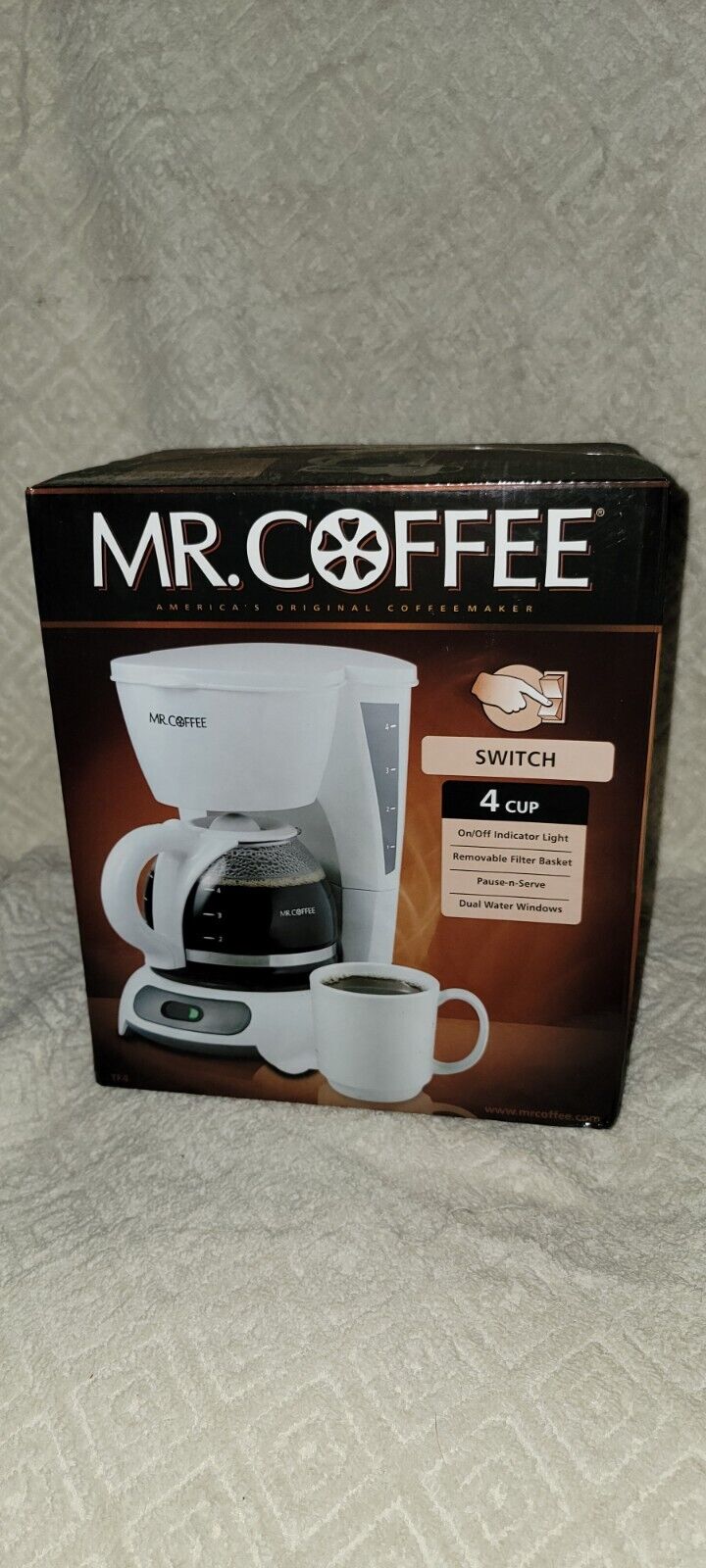 Mr. Coffee Pause 'N Serve 4 Cup White Coffee Maker 