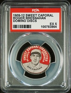 1909-12 Sweet Caporal Baseball Domino Discs ROGER BRESNAHAN Pin Coin PSA 5 EX