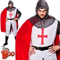 Medieval Knight Large Fancy Dress Richard Lionheart Mens Crusader Adult Costume Medieval Knight Large Fancy Dress Richard Lionheart Mens Crusader Adult Costume