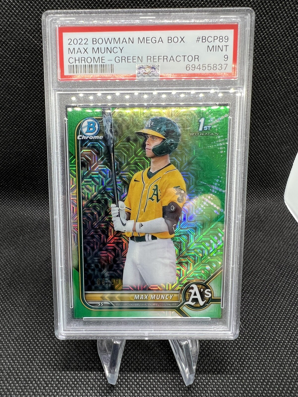 2022 Bowman Chrome Mega Box Max Muncy Prospect #BCP-89 GREEN REFRACTOR /99 PSA 9