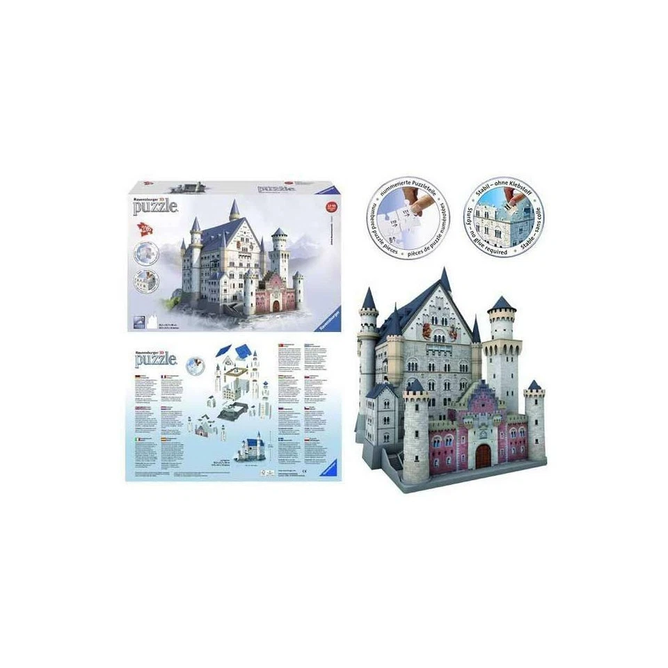 125739 RAVENSBURGER PUZZLE 3D CASTELLO NEUSCHWANSTEIN PZ. 216 ANNI 12+ NUOVO - Immagine 3 di 4
