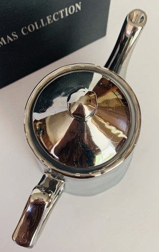 Vintage THOMAS COLLECTION Silver Clad Over Porcelain Coffee Tea Pot R 3 - Picture 4 of 7