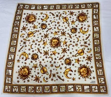 Gianni Versace Zodiac Wheel Silk Scarf Astrology Stars Planets Moon Universe 34