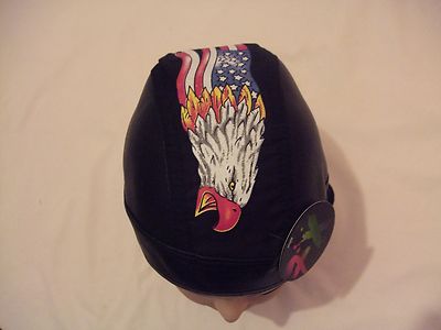Neu schwarz mit US-Flagge und Adler PU & Baumwoll geformtes Bandana/Zandana 