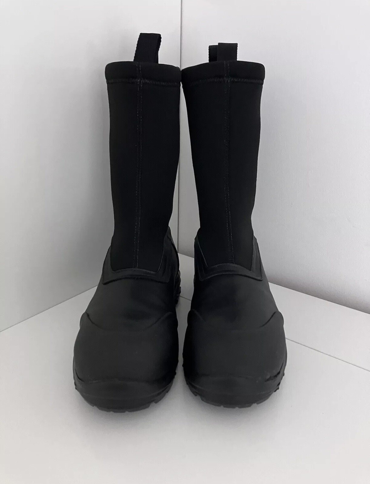 SAOLA Stivali Heron Preston neri con calzino di sicurezza in pelle suola Vibram taglia UK 5 NUOVI