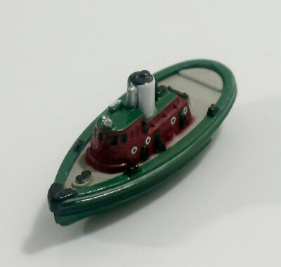 Vintage Micromachine Plastic Tug Boat Ship Green Type Case Toy