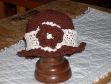 6 to 9 mos Perky Chocolate Hand Crocheted Baby Hat