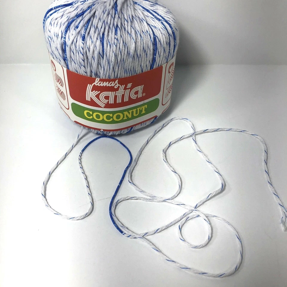 De Colección Lamas Katia Hilado Coco Acrílico Rayón Mezcla DK Azul Blanco 7711 Bolsa de 10 Foto 4 de 4