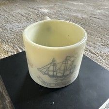 Vintage Old Spice Milk Glass Shaving Mug Shulton Ship Friendship 1940s