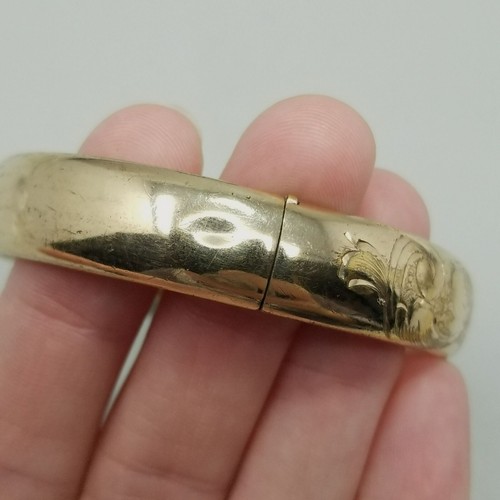 Bracciale Vintage Oro Giallo Riempito Cerniera Inciso Amato - Foto 3 di 14