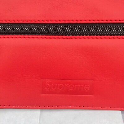 SUPREME Leather Waist Shoulder Pouch Bag Red Box logo Mark