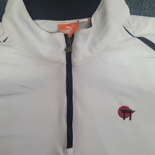 Men's Puma Japan Temple Logo Long Sleeve Mock Neck 1/4 Zip Jacket White XL - Picture 2 of 4