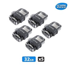 Sandisk Ultra Dual 32GB m3.0 Flash Drive Thumb Drive Pen Drive (Pack of 5)