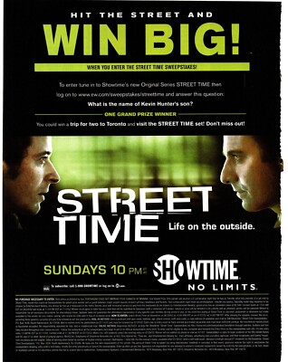 PTP100 MAGAZINWERBUNG 11X8'' STREET TIME TV SHOW ON SHOWTIME KEINE LIMITS
