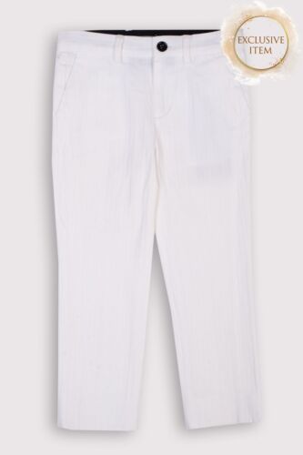 RRP €320 DOLCE & GABBANA Chino Trousers Size 3Y White Textured Made in Italy - Afbeelding 1 van 7