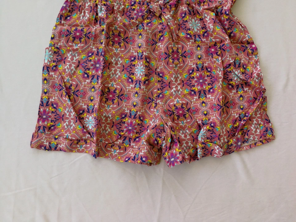 Mameluco estampado superior cintura elástica con botones de lazo Xhilaration coral L (10/12) para niñas Foto 4 de 4