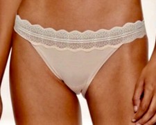 CALVIN KLEIN Micro Lace Waist Beige Buff Bikini Panty Underwear Womens L 7 XL 8