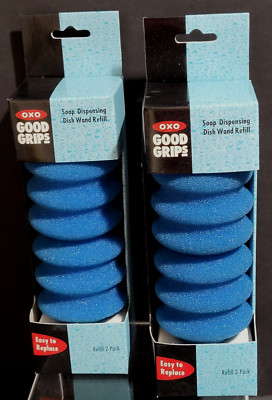 2 Pkgs OXO Good Grips Soap Dispensing Dish Wand Sponge Refills Discontinued HTF