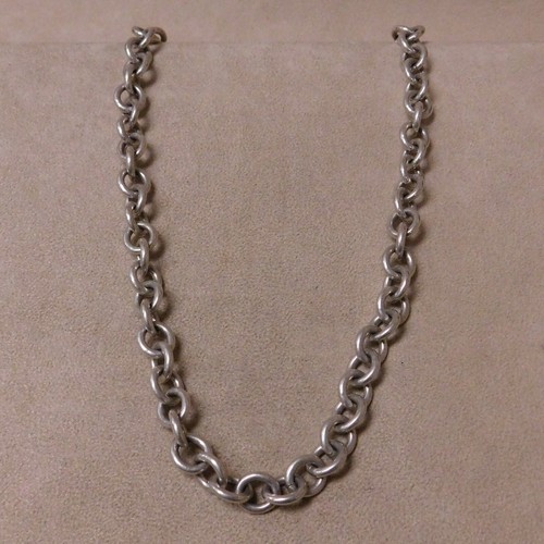 Heavy Silver Round Link Chain with Lobster Claw Clasp 15 1/2" + - 第 1/3 張圖片