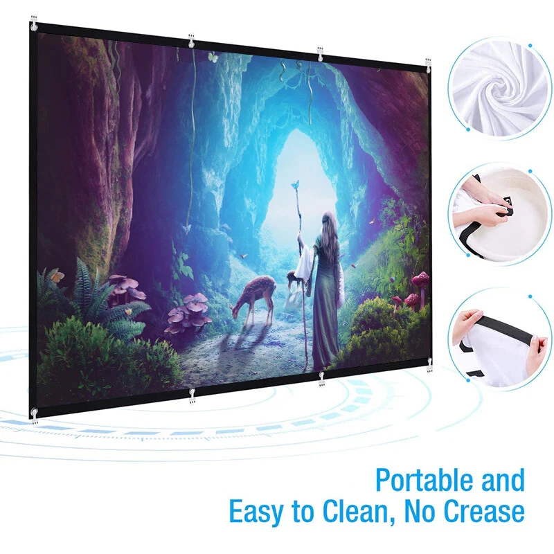 Portable Foldable Projector Screen 16:9 HD Outdoor Home Cinema Theater 3D Movie - Image 3 of 4