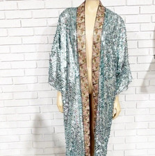 BNWT FREE PEOPLE Mermaid Combo 'Light Is Coming Duster' Green Sequined NEW
