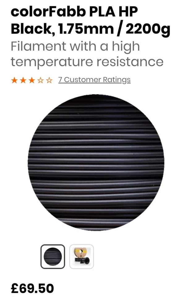 ColorFabb PLA HP Black, 1.75mm, 2.2kg - Image 2 of 4