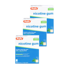 Rugby Nicotine Gum 2mg Uncoated Mint  3 boxes 330 pieces Stop Smoking Aid