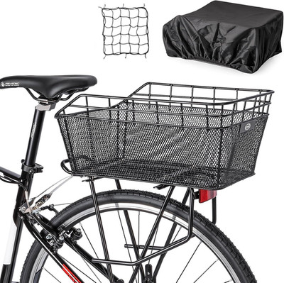 Fahrradkorb Hinten mit Ladungsnetz stabile Stahlgröße groß für E-Bike & City