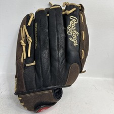 Rawlings RL140B Baseball Glove 14  All Leather Shell Brown  Black Left Hand