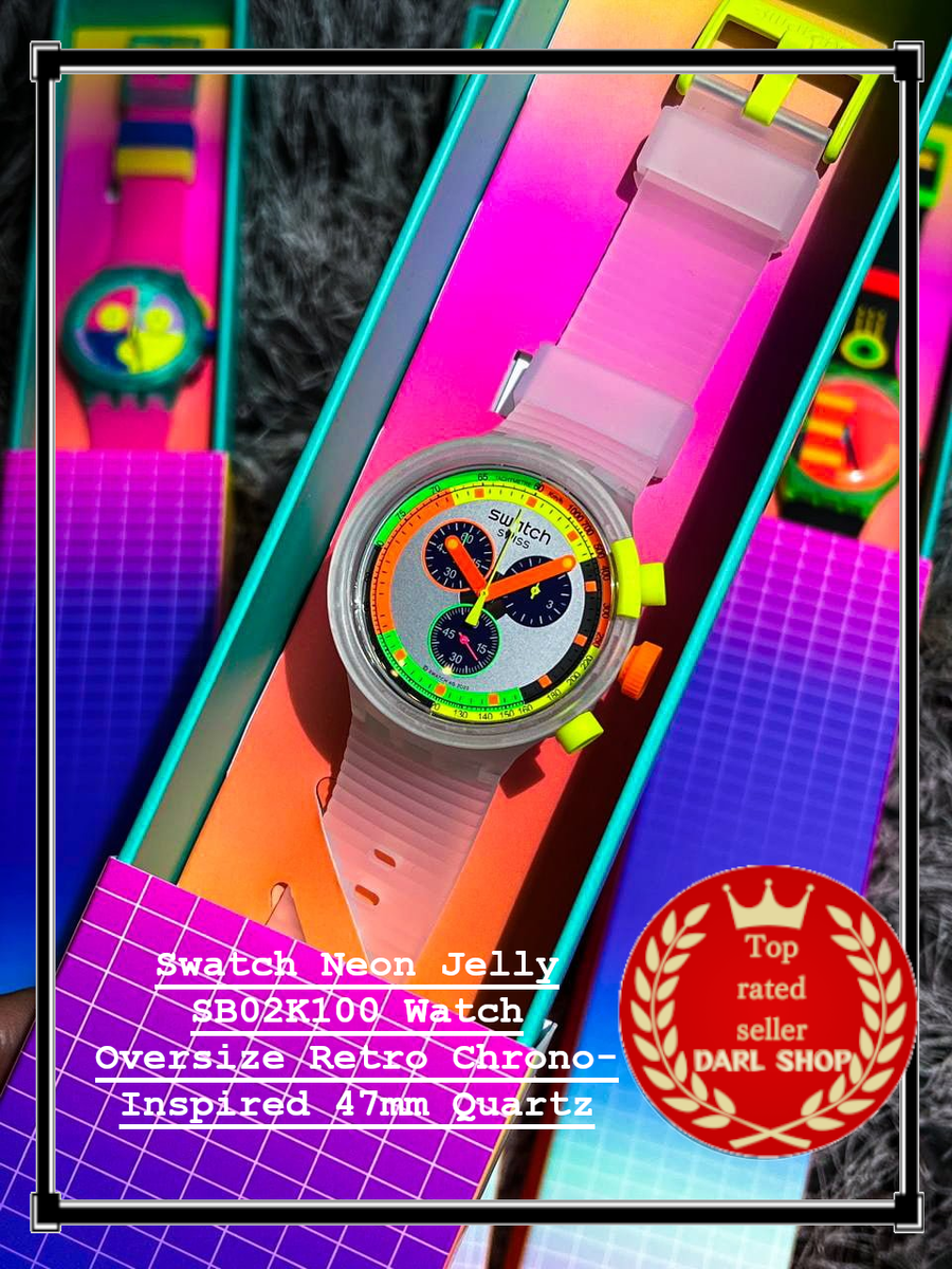 Swatch oldmtb フレームセット Swatch Neon Jelly SB02K100 Watch Oversize Retro Chrono-Inspired