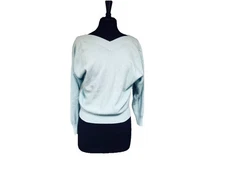 Benetton Ballet Pullover Sweater Wool Blend Women 14/46Eur Blue Long Sleeves