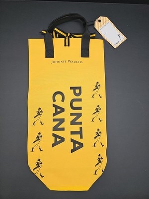 NEW Johnnie Walker Limited Edition Punta Cana Yellow Tote Carry Canvas Bag