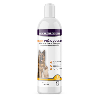 Piccardmeds4pets Aloe Oatmeal Pet Shampoo Pina Colada Scent 16oz USA Made