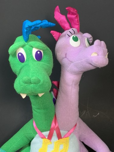 1999 Playskool Dragon Tales Zak & Wheezie Purple/Green Dragon 2 Heads Plush - Picture 2 of 13
