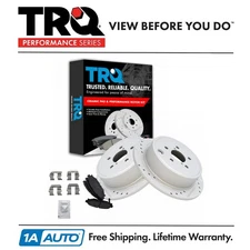 TRQ Rear Ceramic Disc Brake Pad Performance Rotor & Hardware Kit for Subaru New