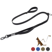 Double Handle Dog Leash, Heavy Duty 4-6FT Reflective Tactical Leash, Shock Ab...
