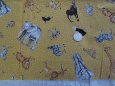 5007. Gold ANIMALS on SAFARI Craft, Quilting COTTON FABRIC - 41" x 3/8 yd.