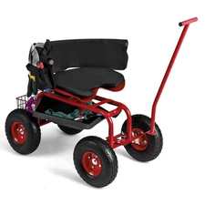 Rolling Garden Work Seat Cart Scooter with Adjustable Height 360° Swivel Design